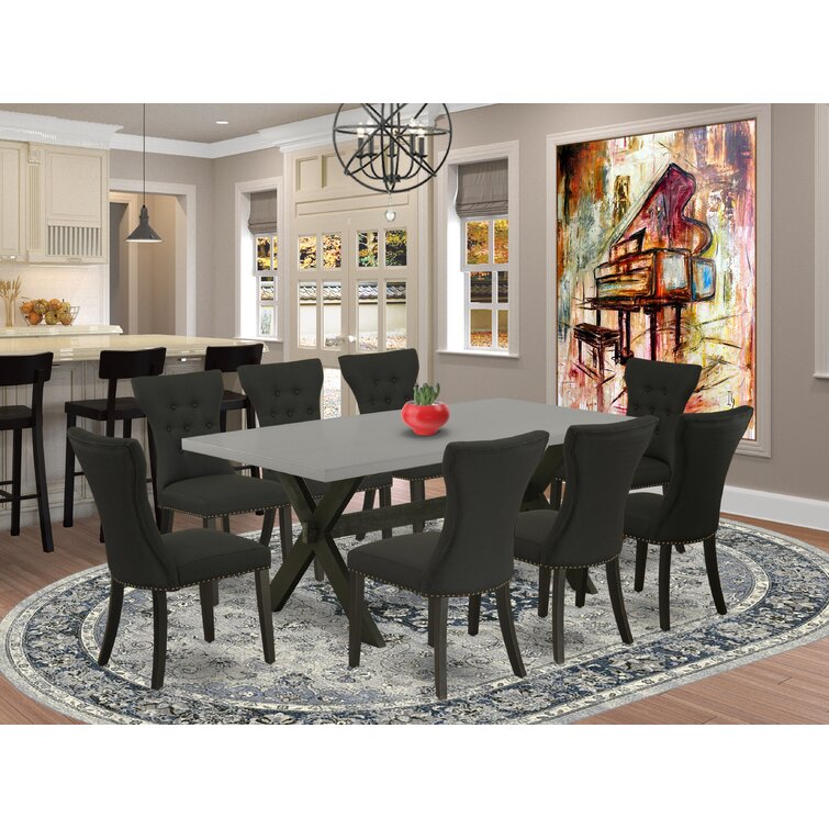 Aimiejit 9 Piece Trestle Dining Set